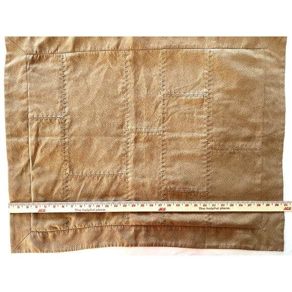 Pair POTTERY BARN Pillow Shams Standard Size Ultra Suede Patchwork Tan Western - Picture 8 of 16